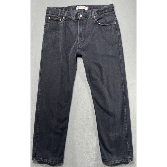 Levis Jeans 505 Mens 36x30 Black Straight American Cowboy Western Workwear Denim - Picture 1 of 12